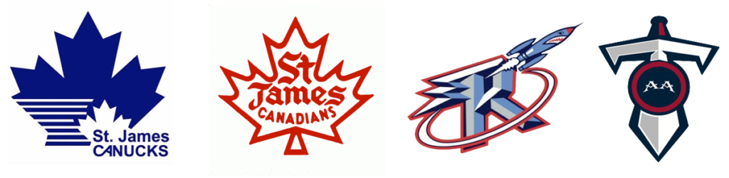 sjamha-team-logos St. James Canucks, Canadians, Rockets, and Titans team logos